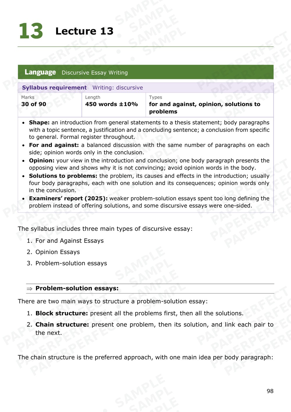 Sample page: Discursive essay types